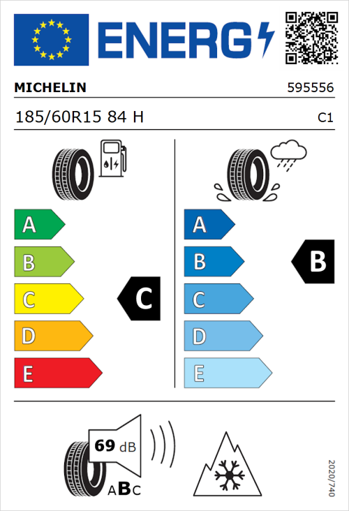 Tyre Label for Michelin CrossClimate 2 185/60R15 84H